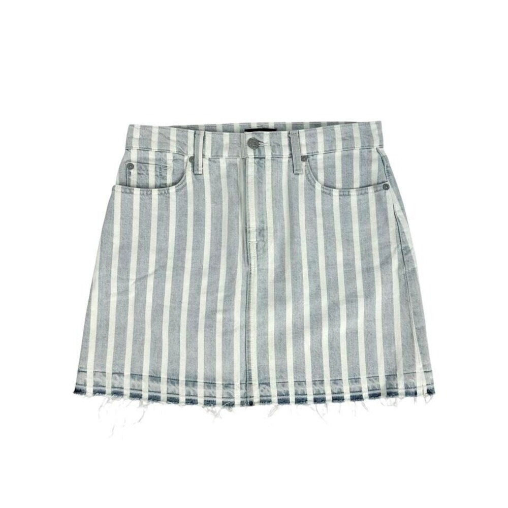 7 for all mankind blue and white striped denim mini skirt size 27 beach summer